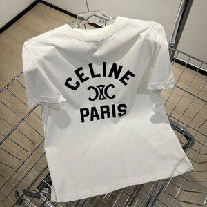 Celin3 Paris  Logo T-Shirt White Black Arc De Tri0mphe Cotton Tee